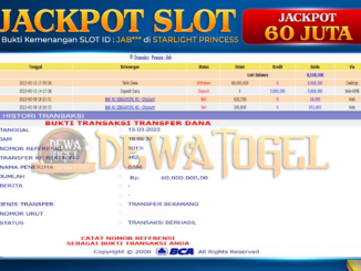 Bukti jackpot STARLIGHT PRINCES DEWATOGEL #28